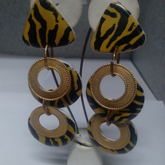 Vintage animal print jorgel clip earrings - Picture 2 of 2